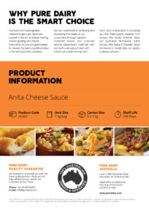 Anita Cheese Sauce Info Flyer