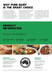 Mexican Shredded Blended Cheese Info Flyer