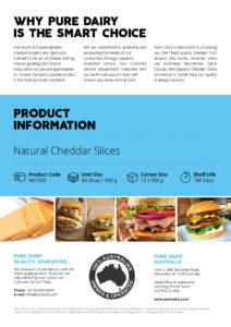 Natural Cheddar Cheese Slices Information Flyer