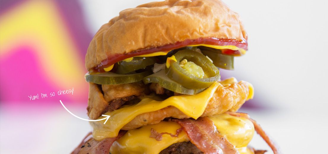 American Burger Cheese Slice Melting in a Burger